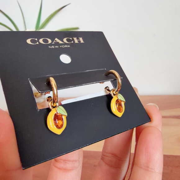 NWT Coach Lemon Charm Huggie Earrings - Picture 2 of 4